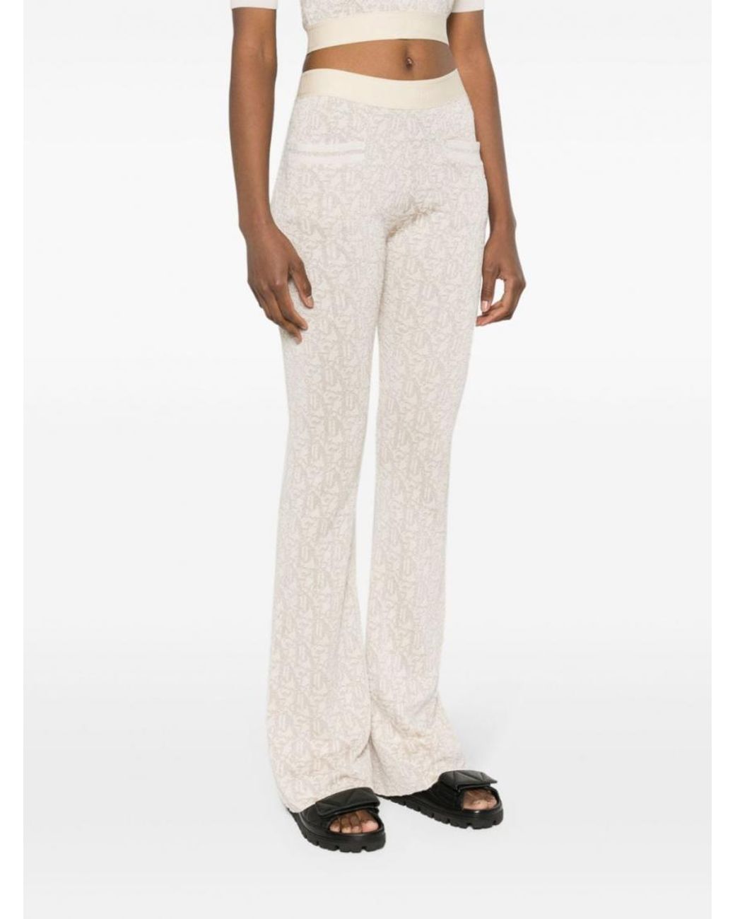Palm Angels Natural Natural Monogram Jacquard Trousers