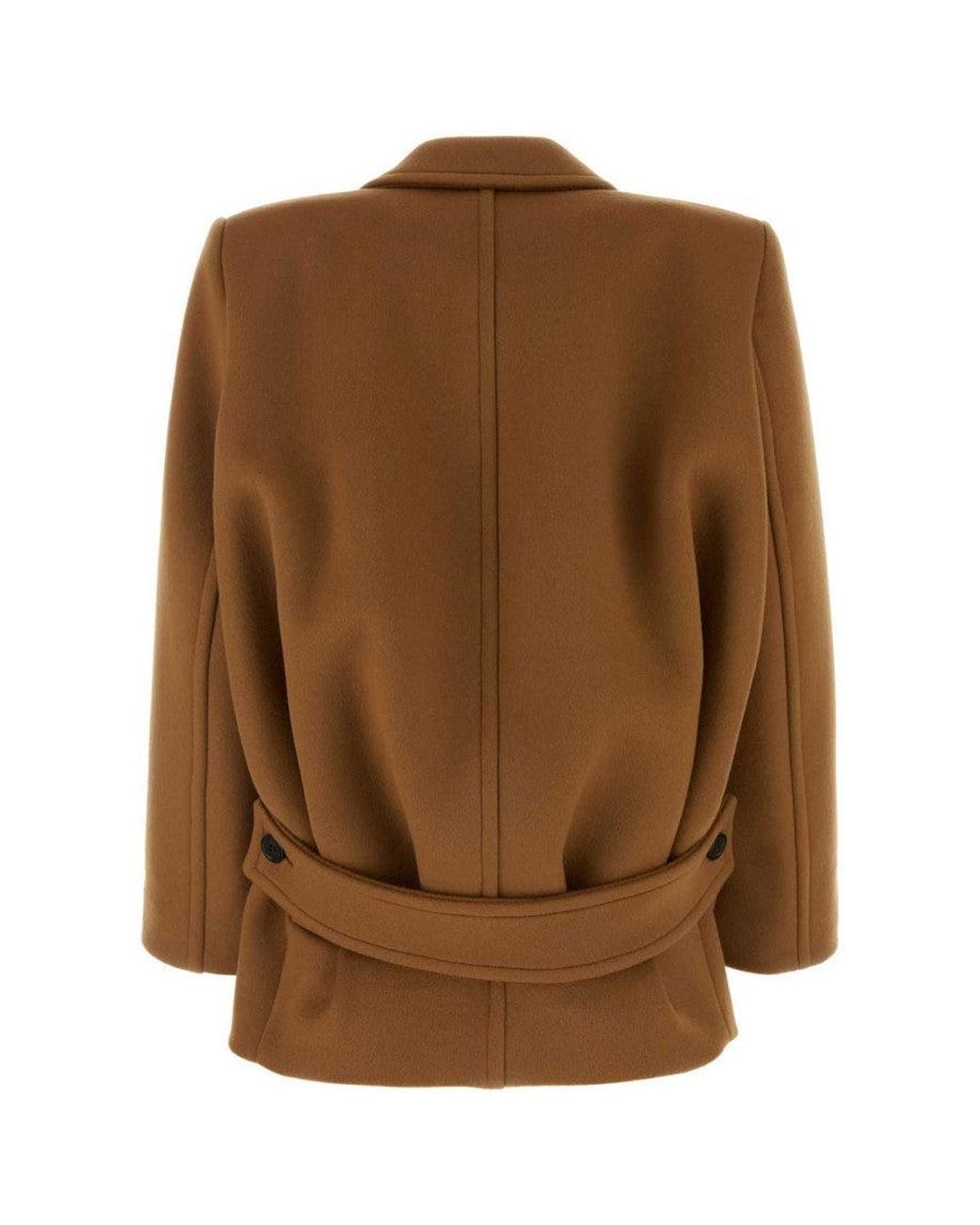 Saint Laurent Brown Single-Breasted Wool Coat