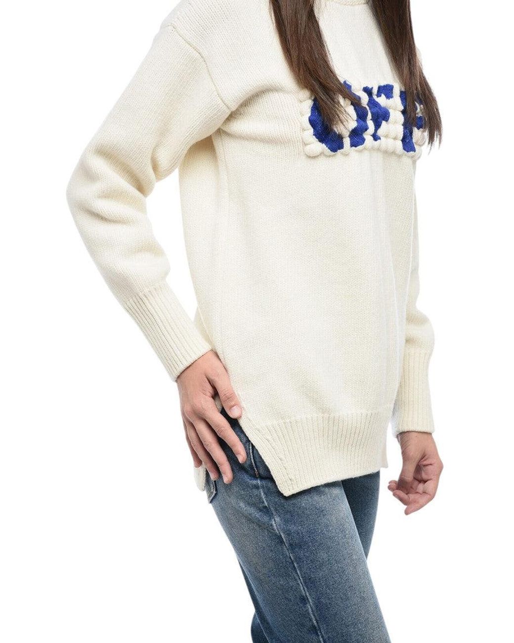 Off-White c/o Virgil Abloh White Embroidered Turtle Neck Sweater