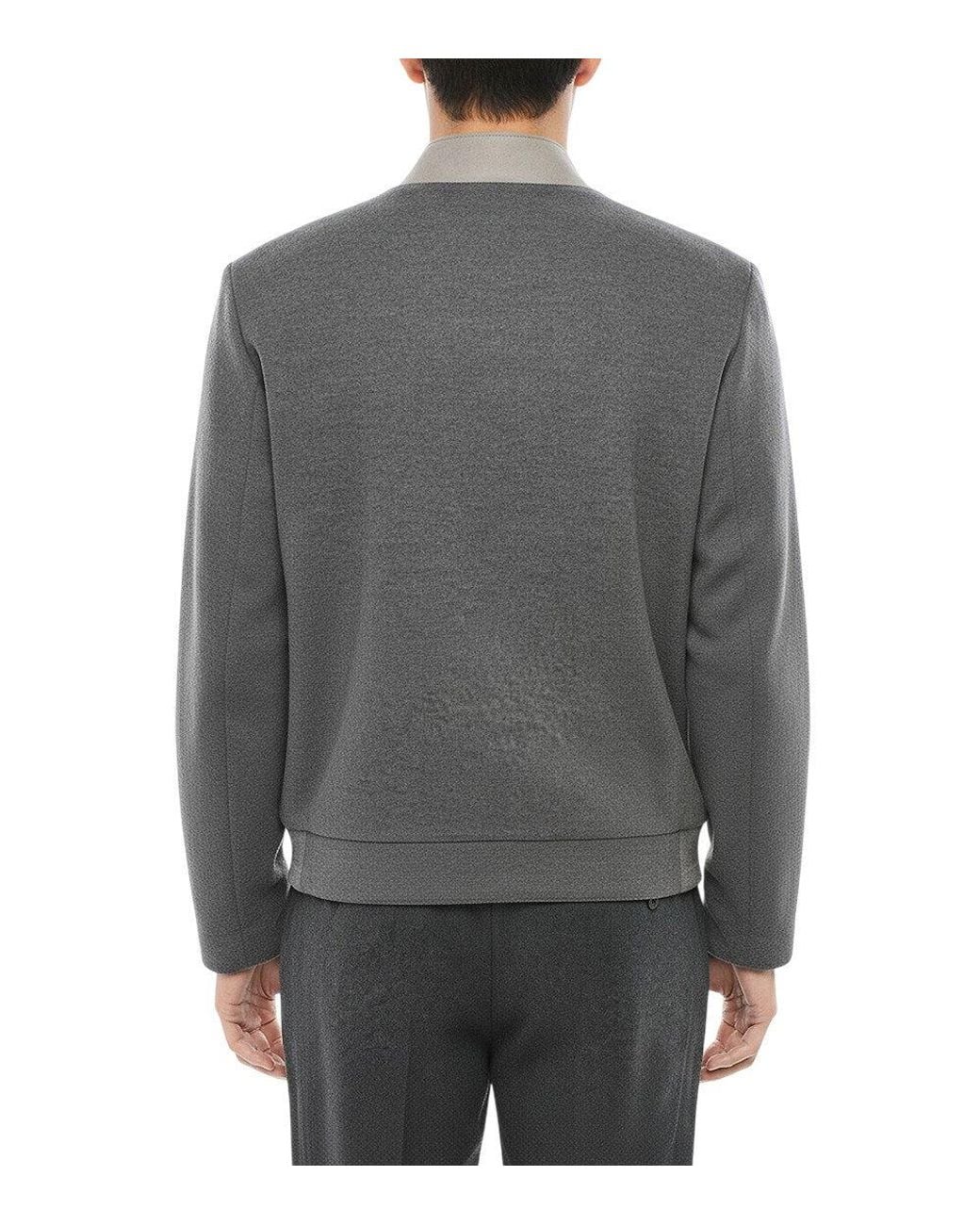 Corneliani Gray Zip Up Bomber Jacket for men