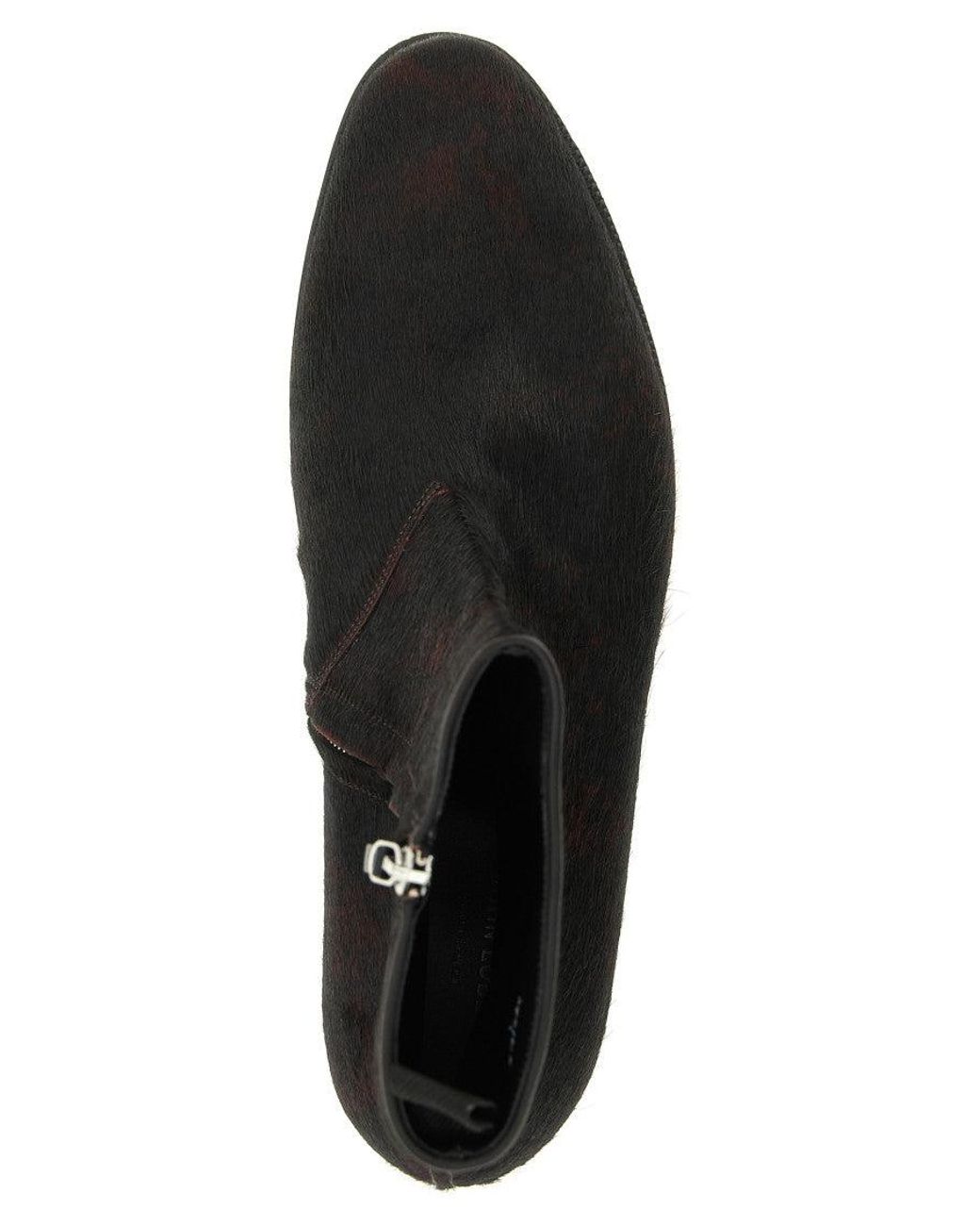 John Lobb Black 'Freddi Bristle Hide' Ankle Boots for men