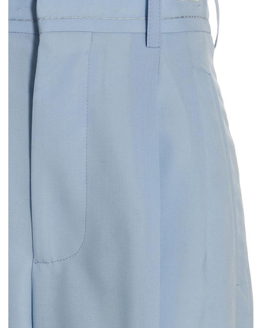 Marni Blue Front Pleat Wool Trousers
