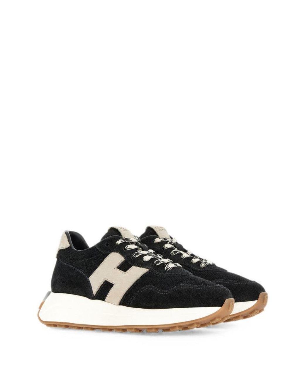Hogan Black H641 Allacciato H Patch Leather Sneakers