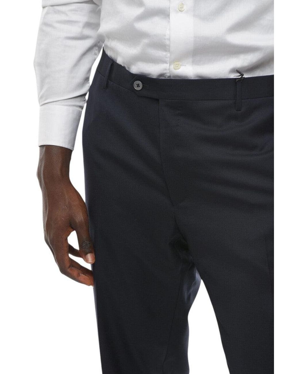 Corneliani Black Flat Front Trousers for men