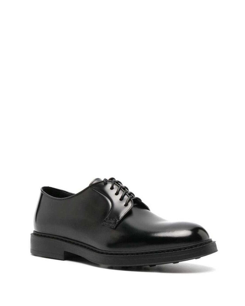 Doucal's Black Leather Lace-Up Shoes for men