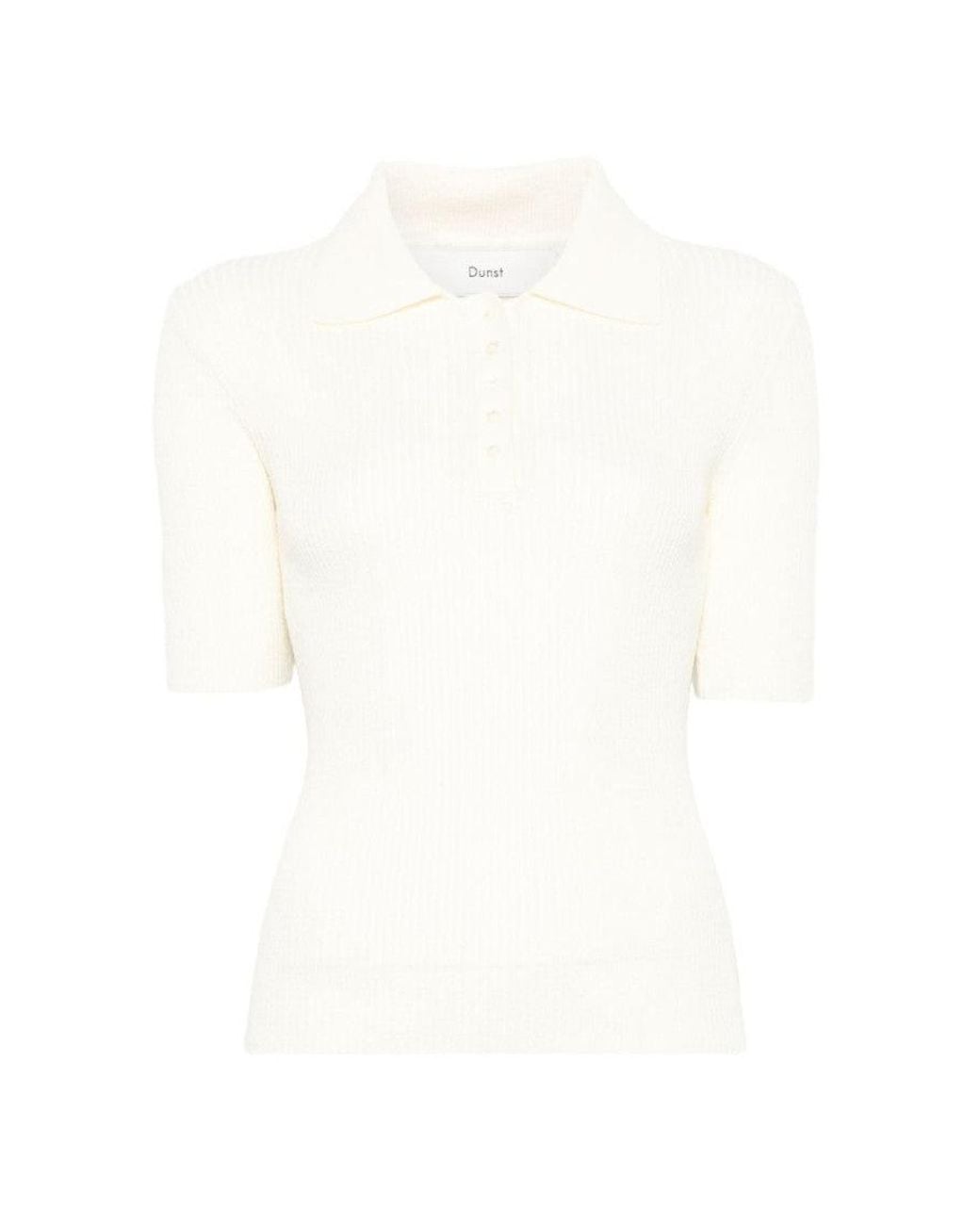 DUNST White Solid Shirt Collar Polo