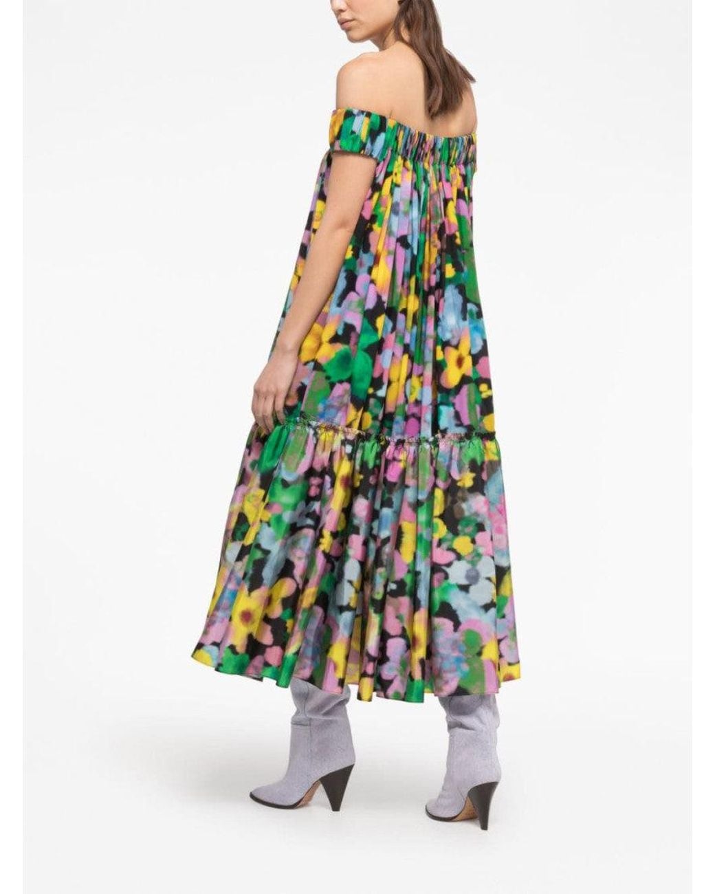 AZ FACTORY Multicolor Off Shoulder Midi Dress
