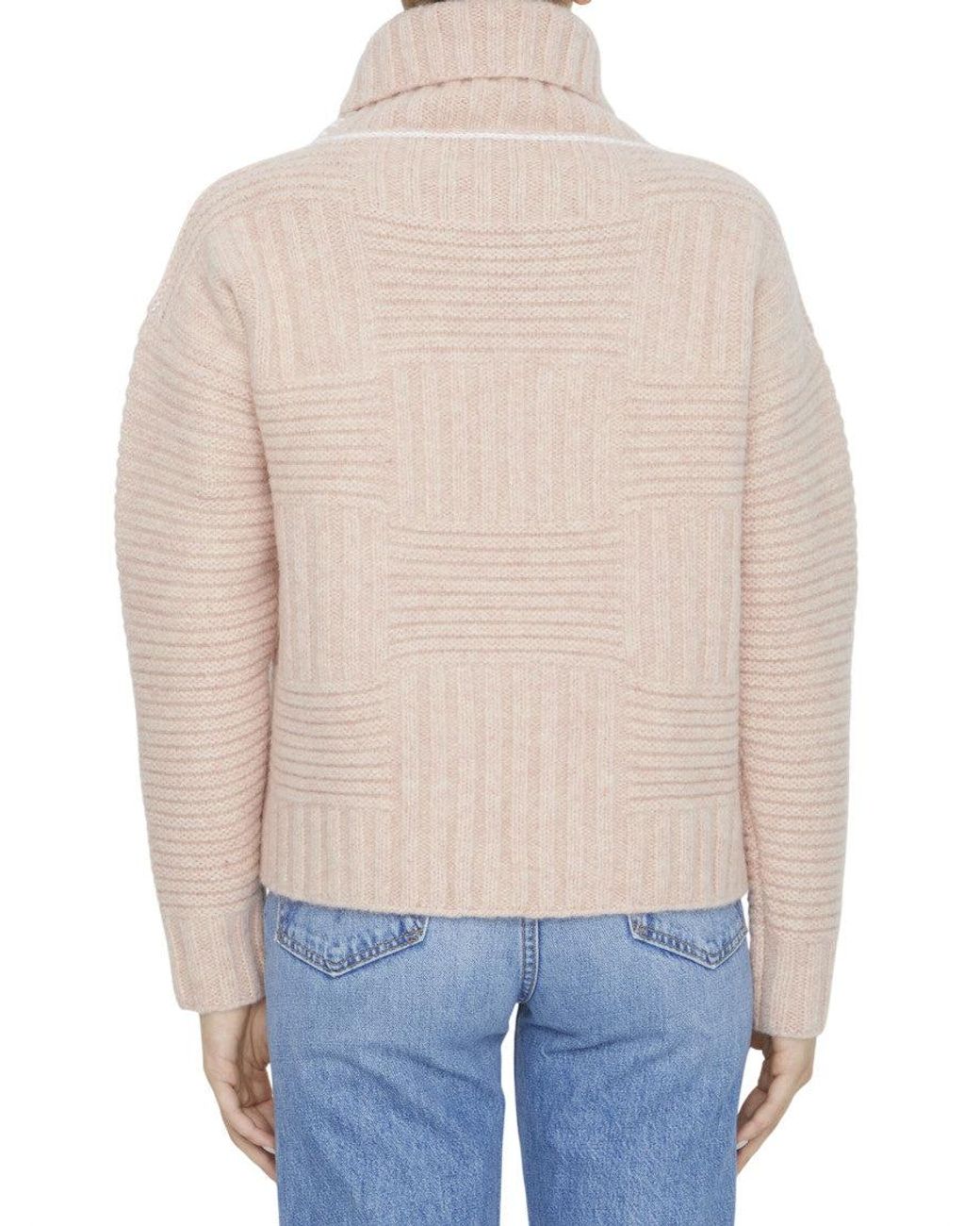 Bottega Veneta Blue Textured Turtle Neck Sweater