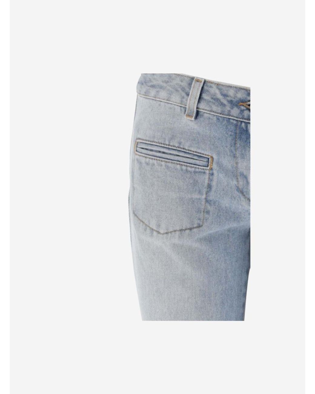 Palm Angels Blue Low-Rise Flared Cotton Denim Jeans