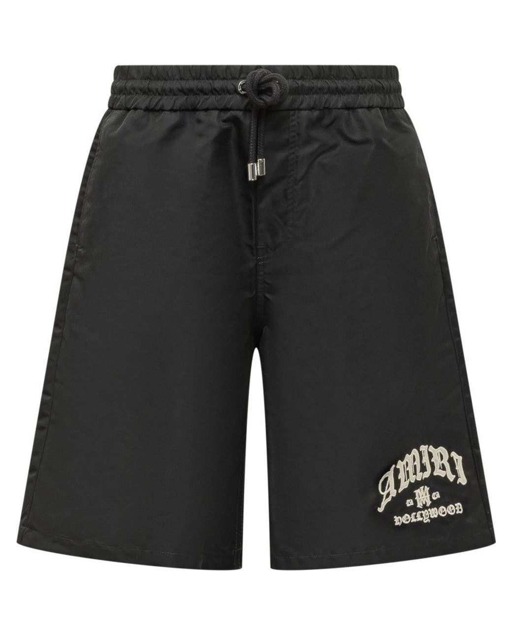 Amiri Black Embroidered Logo Shorts for men