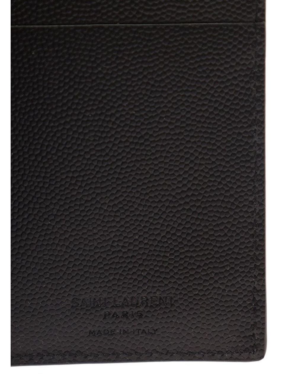Saint Laurent Black Solid Logo Wallet for men