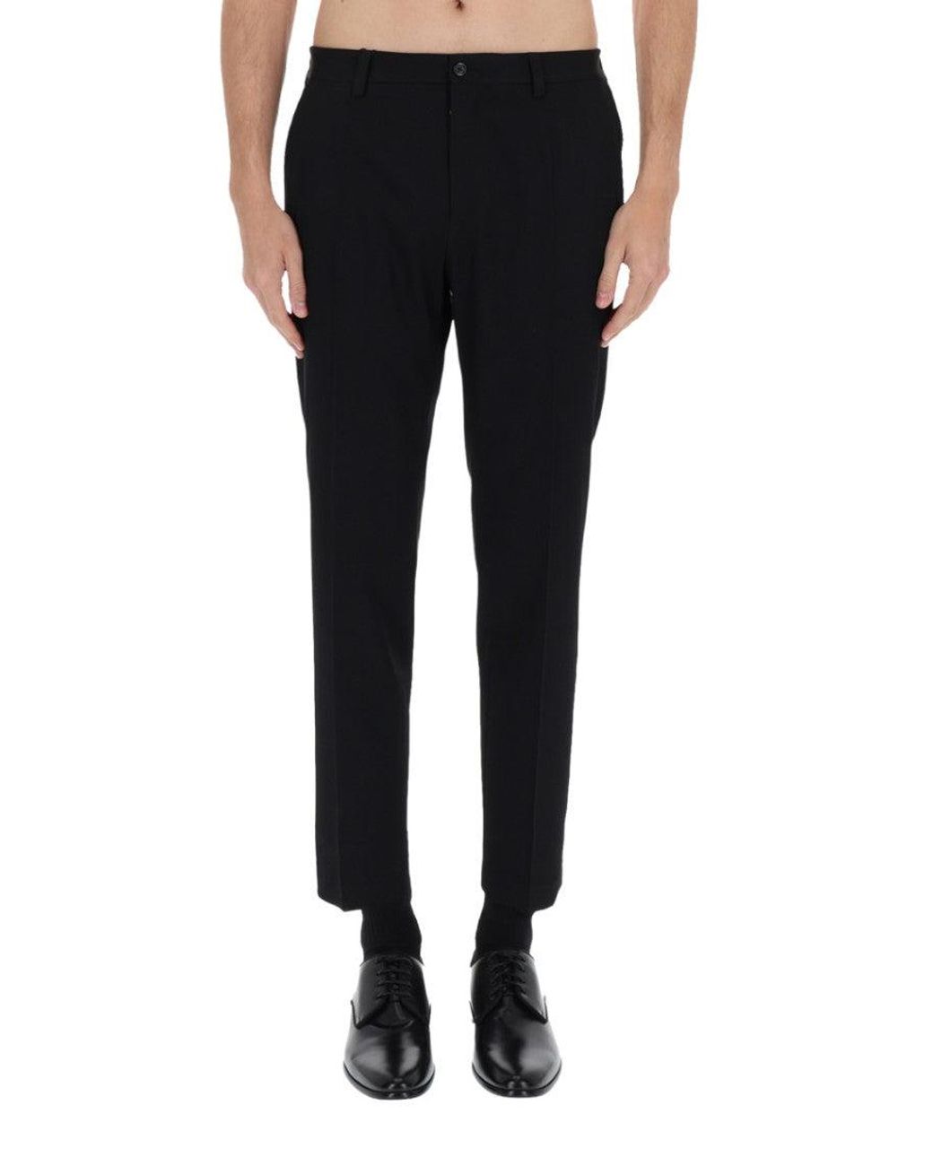 Dolce & Gabbana Black Straight Pleated Pants for men