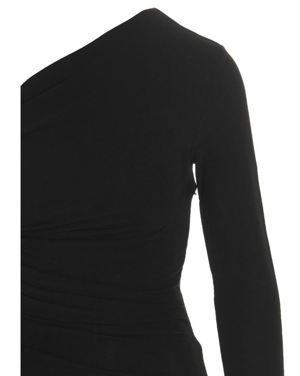 DSquared² Black Draped One-Shoulder Viscose Dress