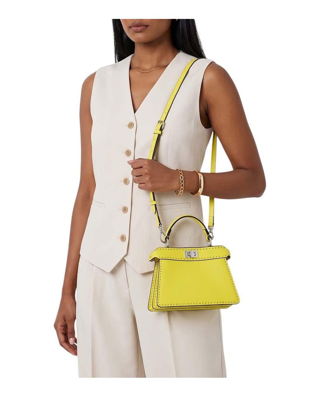 Fendi Yellow Peekaboo Small Satchel