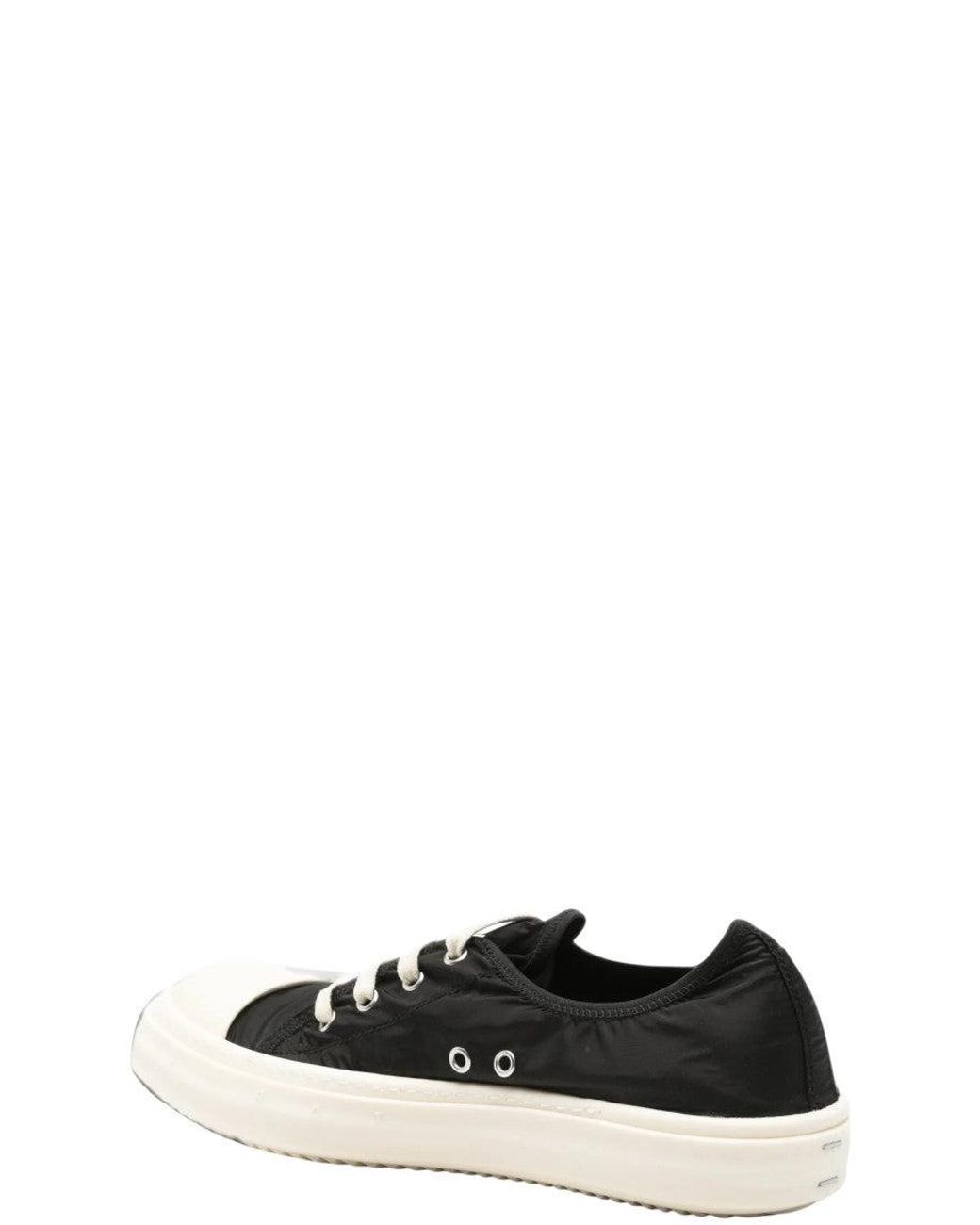 Rick Owens Black Lace Up Low-Top Sneakers for men
