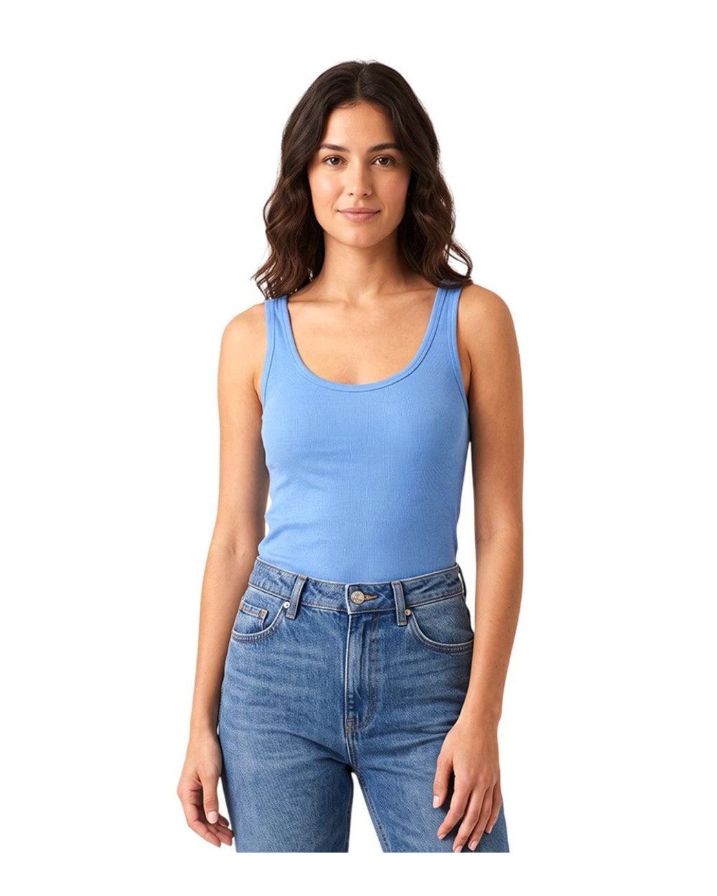 Versace Blue Scoop Neck Top
