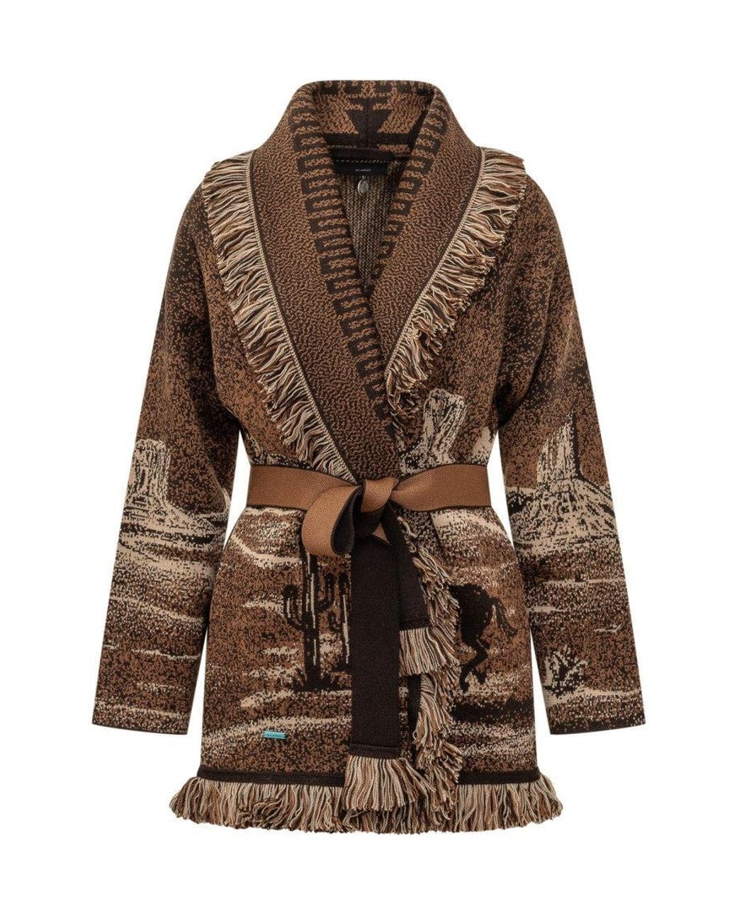 Alanui Brown Jacquard Shawl Neck Cardigan