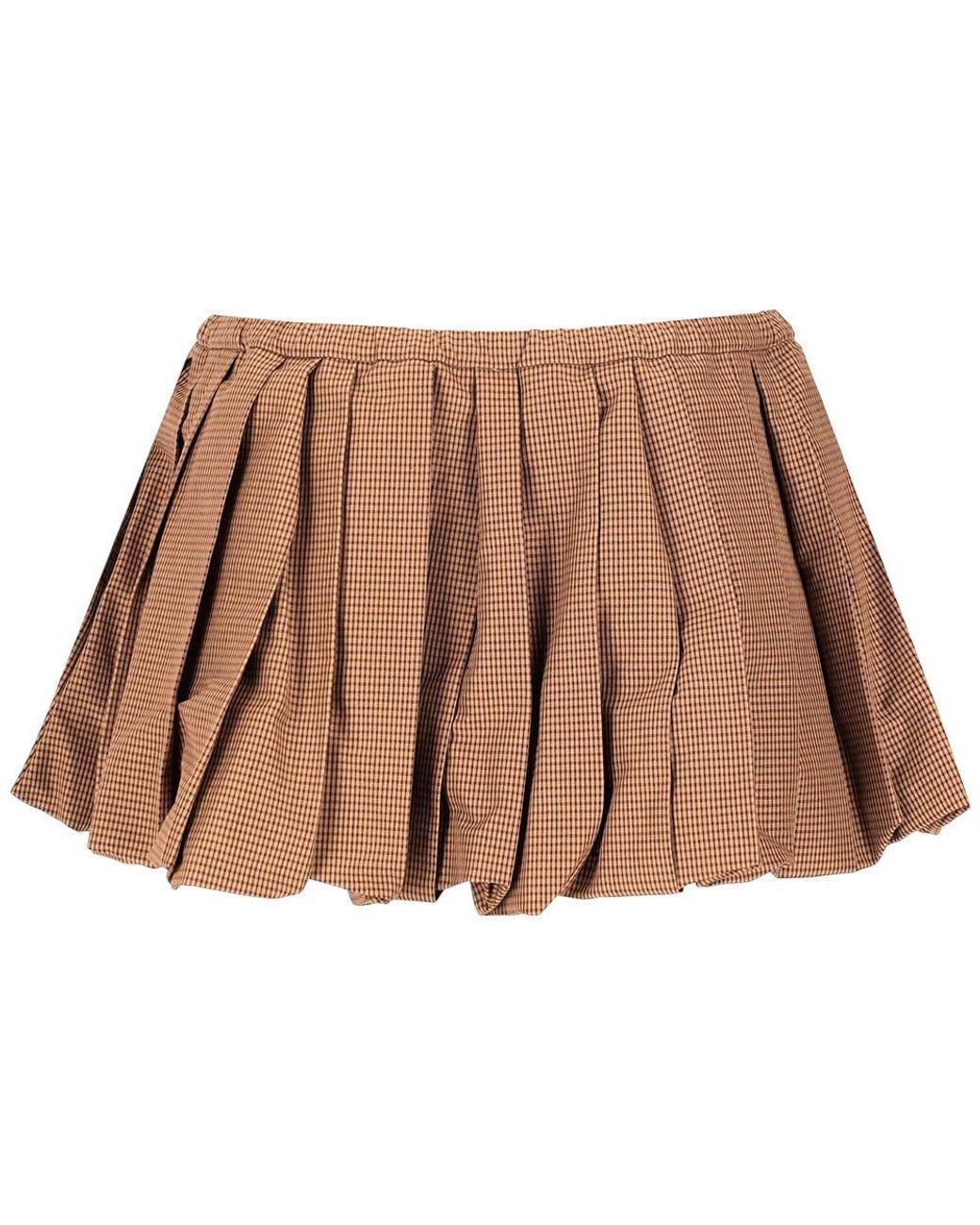 Miu Miu Brown Checks Mini Skirt