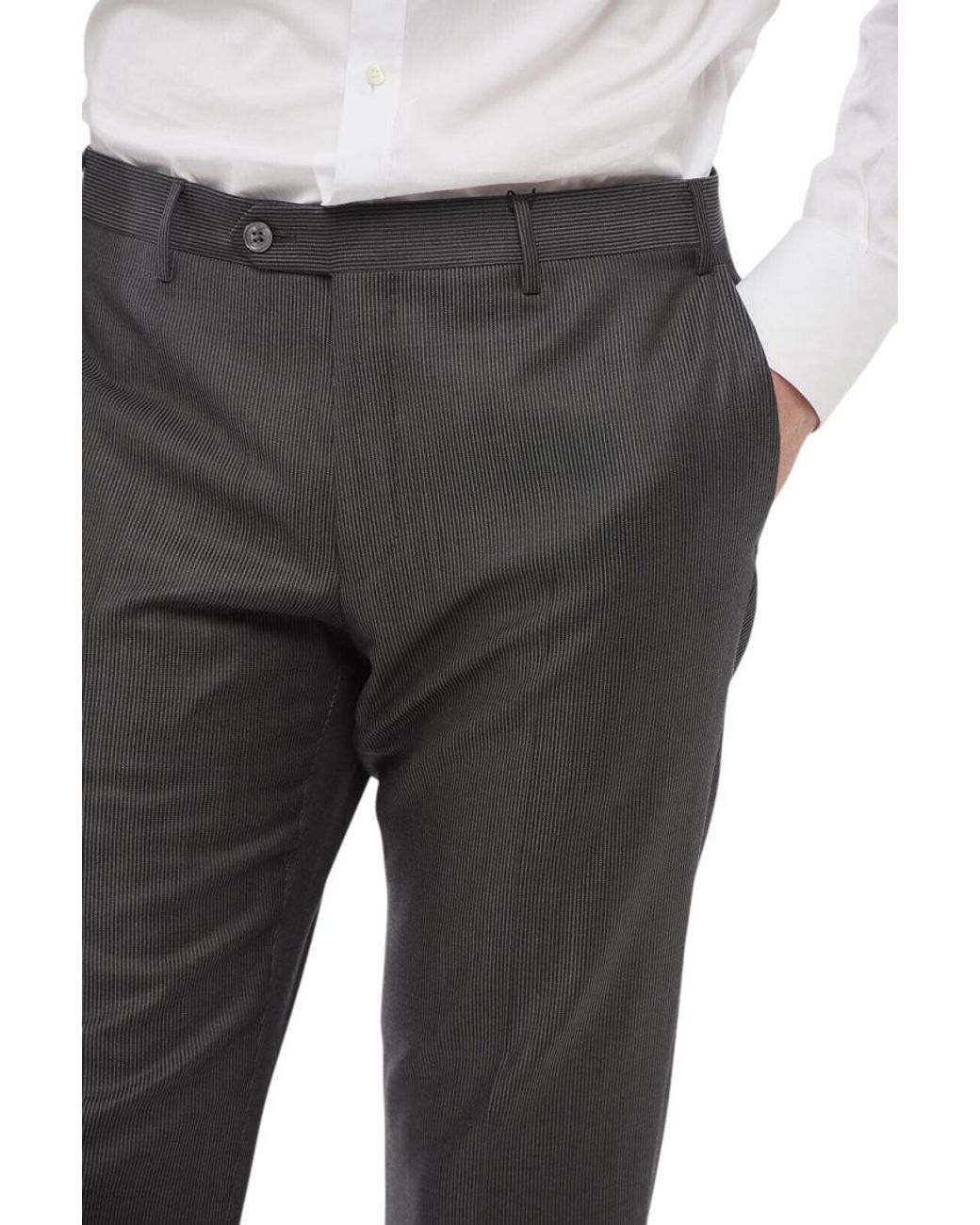 Corneliani Gray Flat Front Pants for men