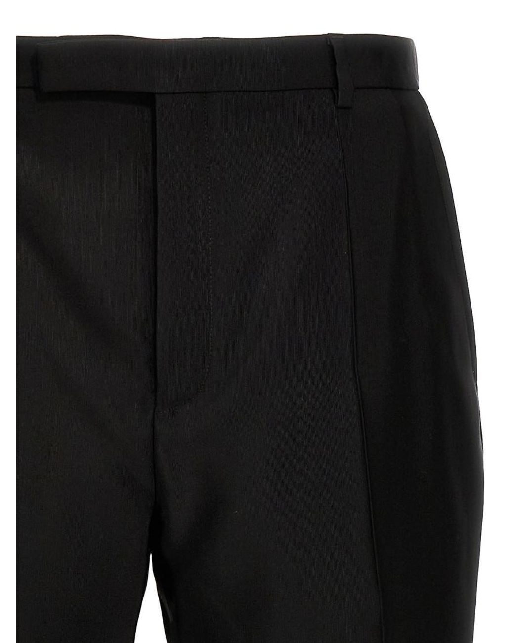Saint Laurent Black Faille Wool-Blend Straight-Leg Pants for men