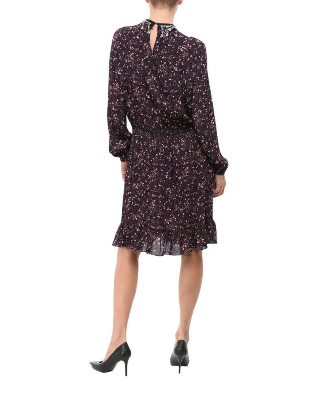 DSquared² Purple Embellished Round Neck Dress
