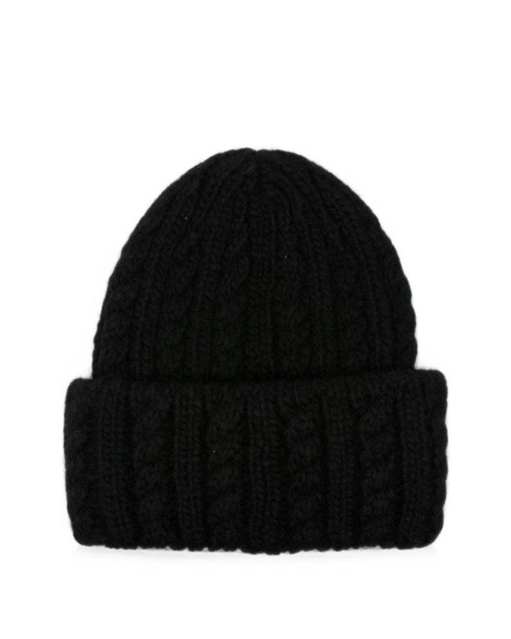 Moncler Black Knitted Beanie Cap