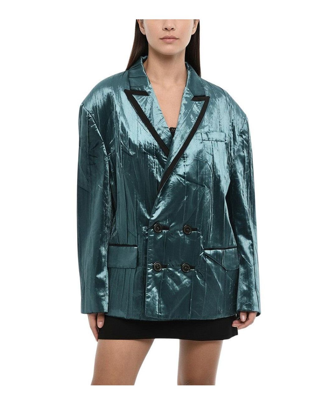 DSquared² Green Solid Notched Lapel Blazer