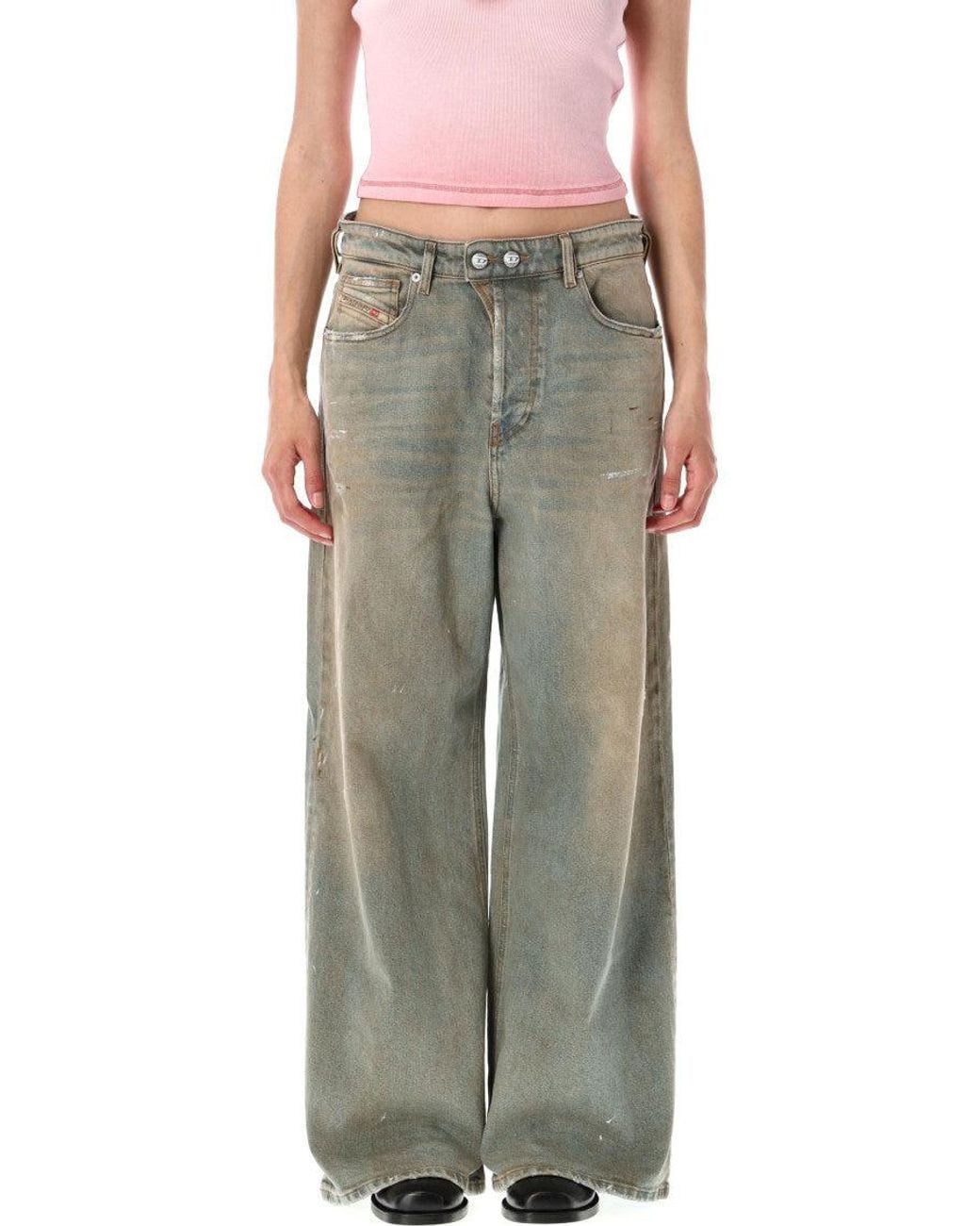 DIESEL Green Paint-Splatter Jeans