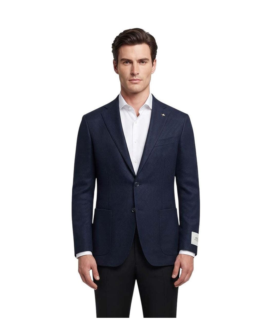 Corneliani Blue Notched Lapel Blazer for men