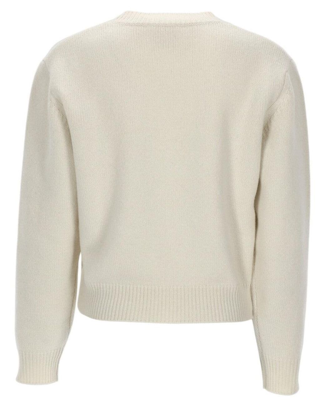 A.P.C. Natural Knitted Wool Sweater With Classic Crew Neckline
