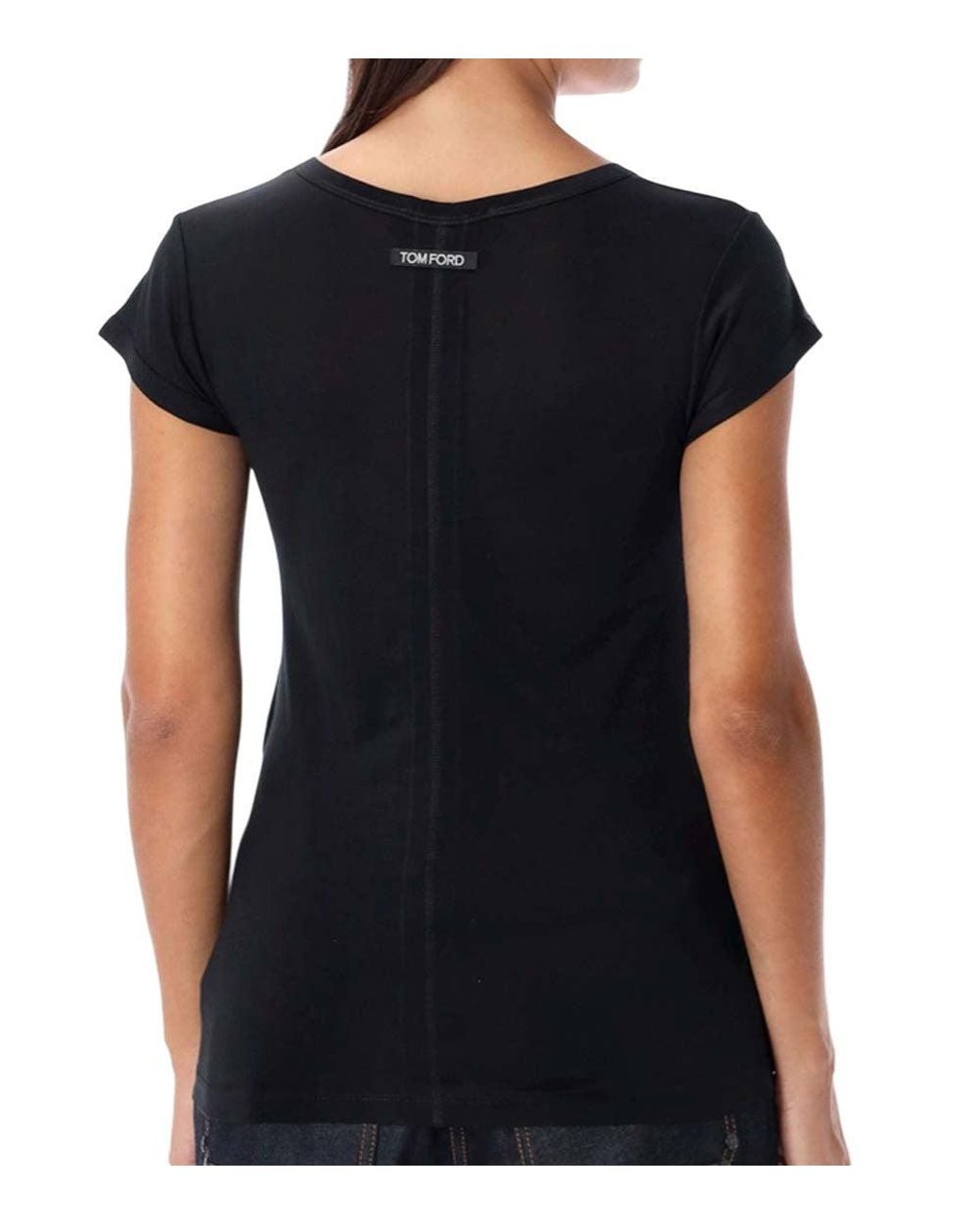 Tom Ford Black Crew Neck Logo T-Shirt