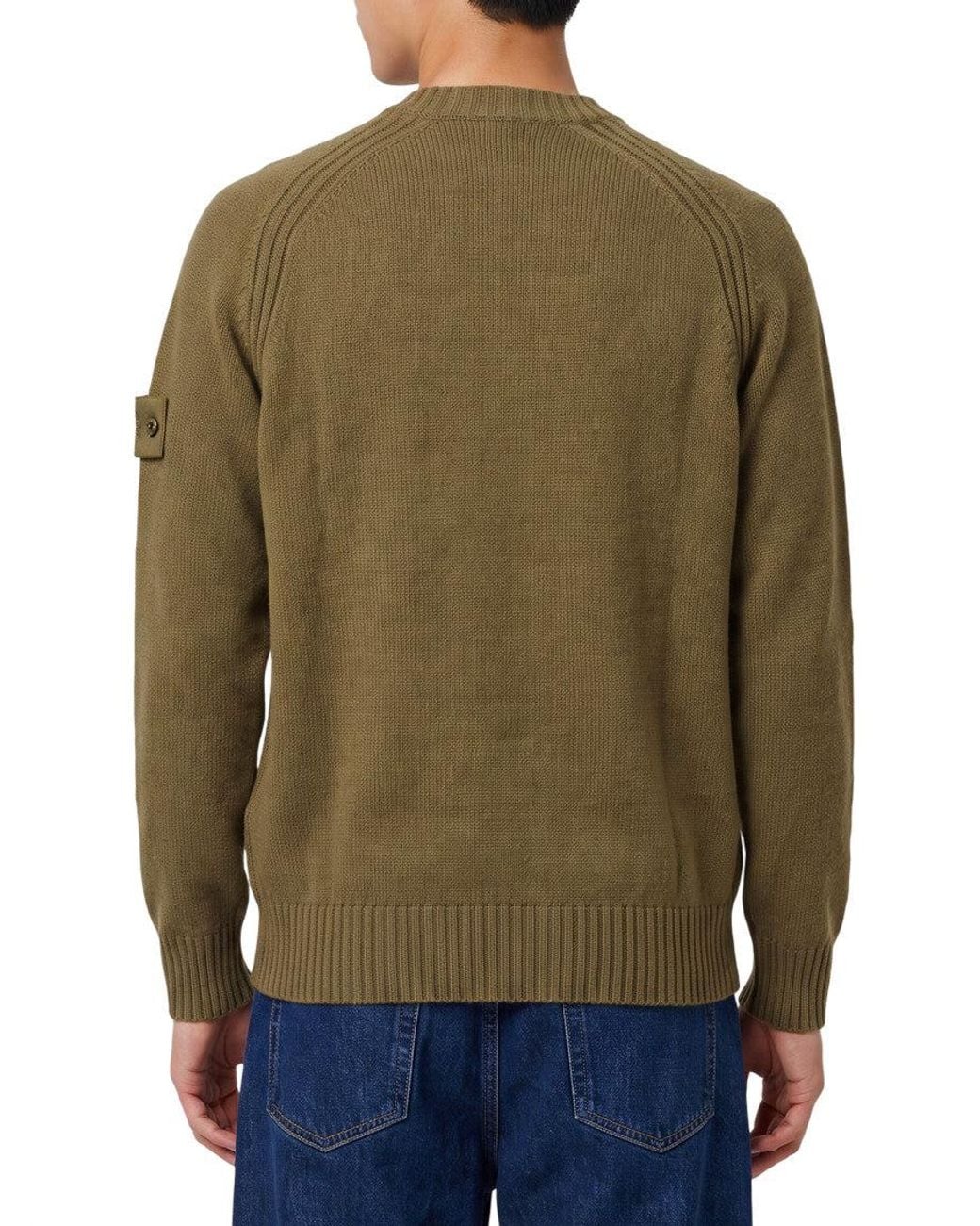 Stone Island Green Crew Neck Sweater for men