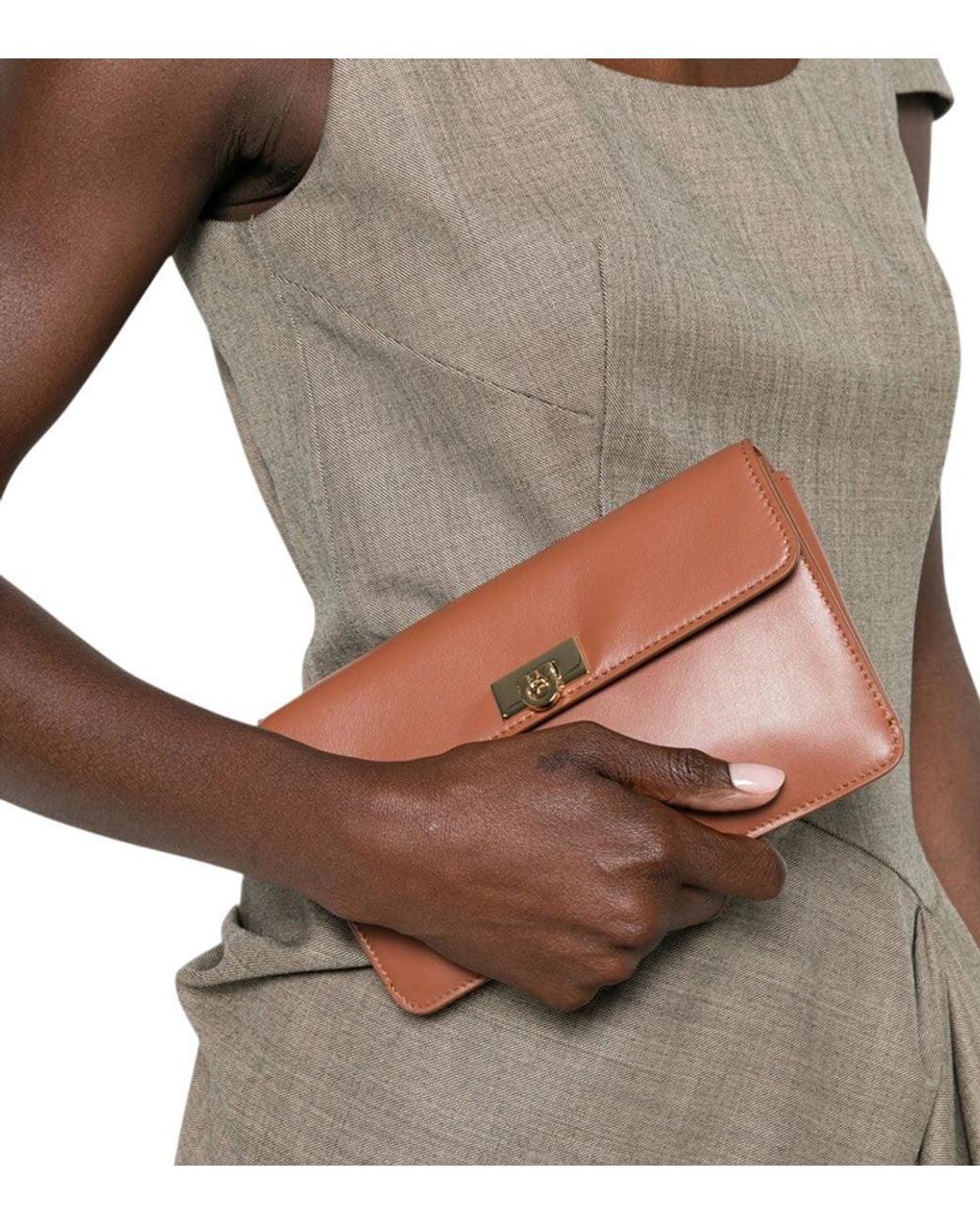 Ferragamo Brown Gancini Mini Crossbody Bag