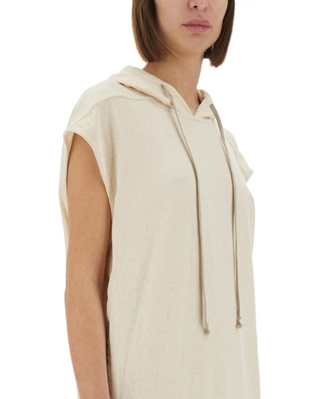 Rick Owens White Relaxed Maxi Dress With Hood