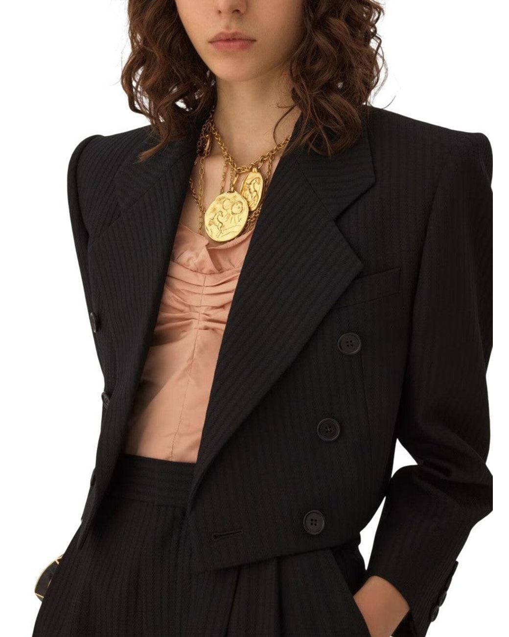 Chloé Blue Mini Tailored Dancer Jacket With Decorative Chest Pocket