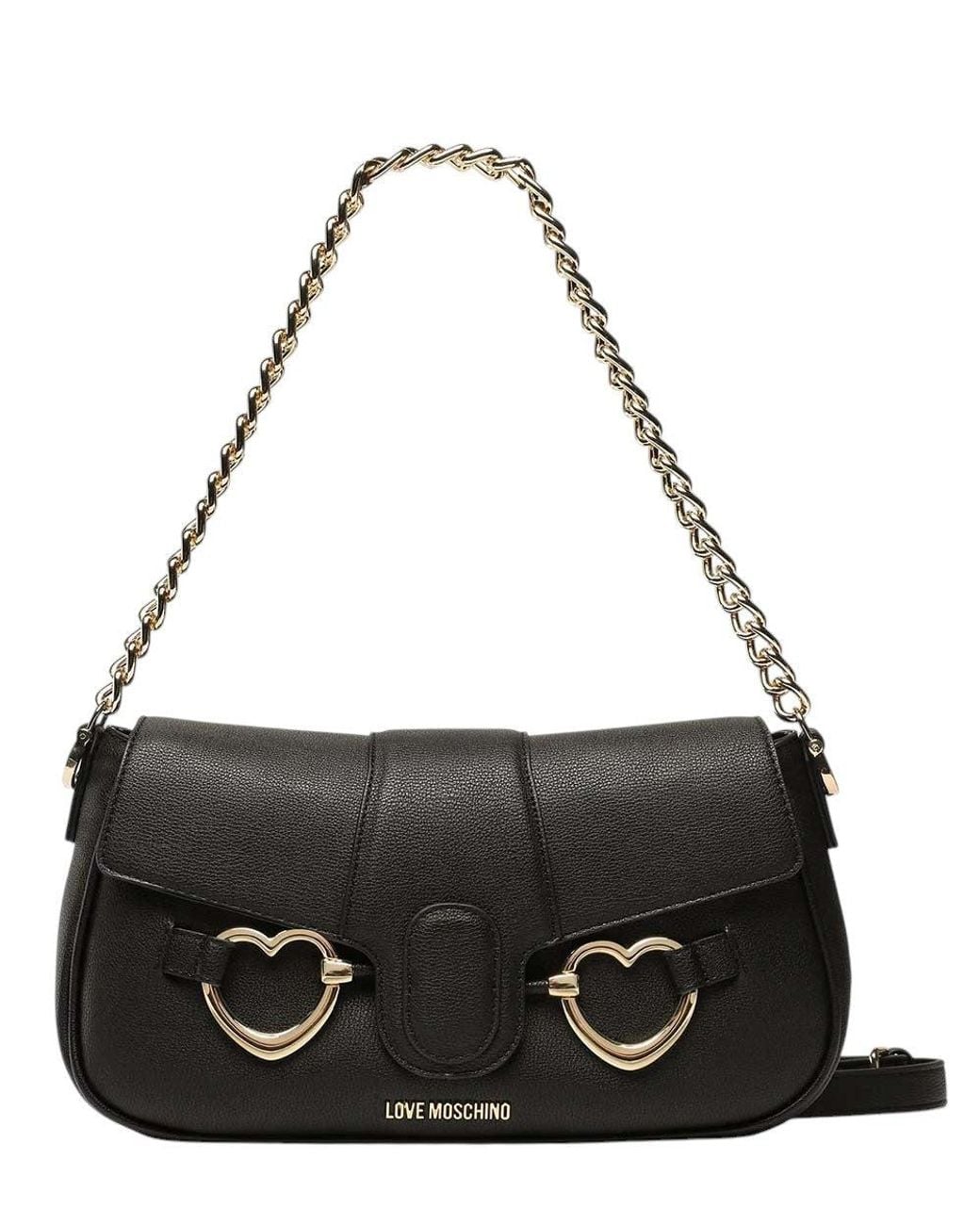 Love Moschino Black Heart Clamp Medium Shoulder Bag