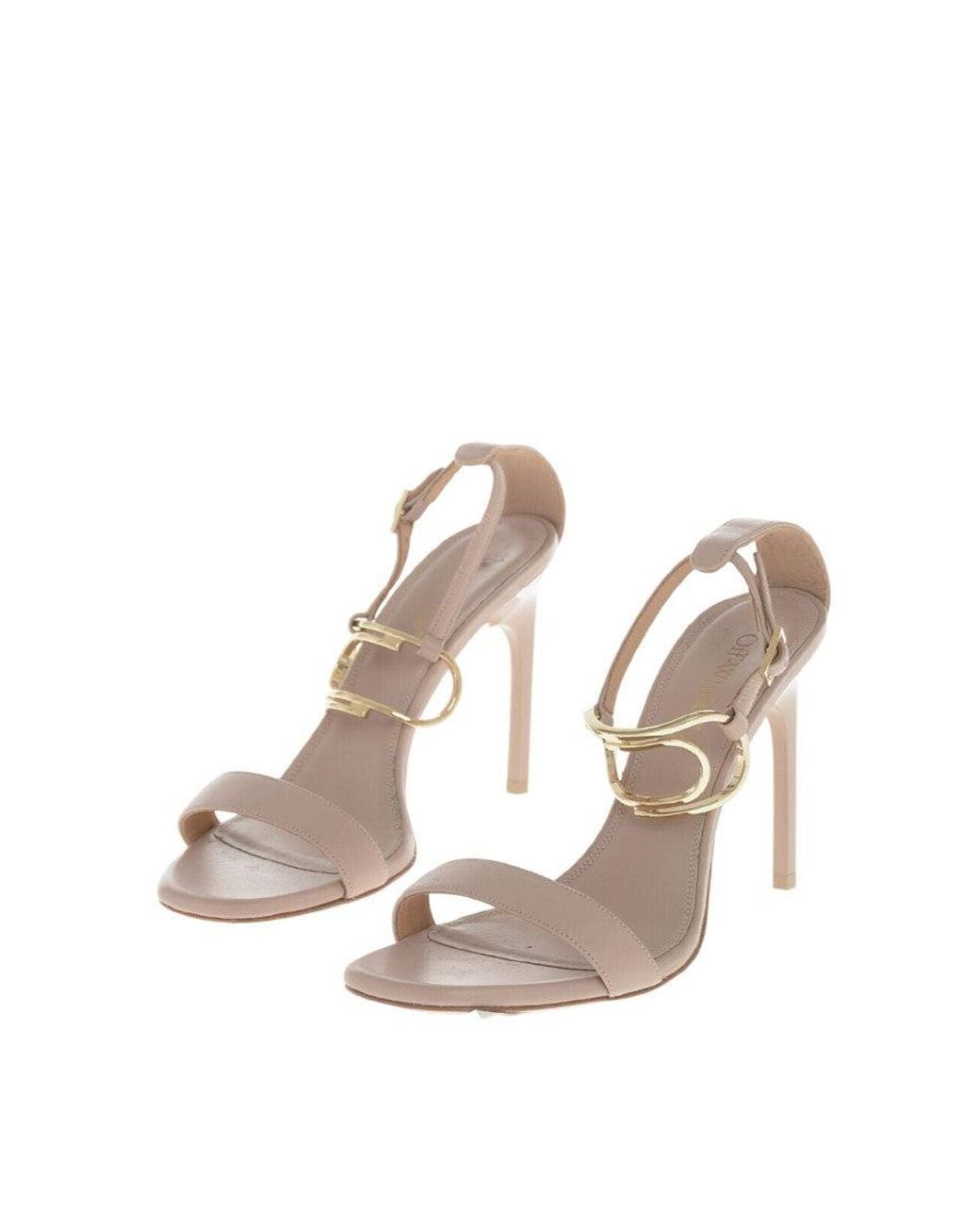 Off-White c/o Virgil Abloh White Leather Ankle Strap Heels