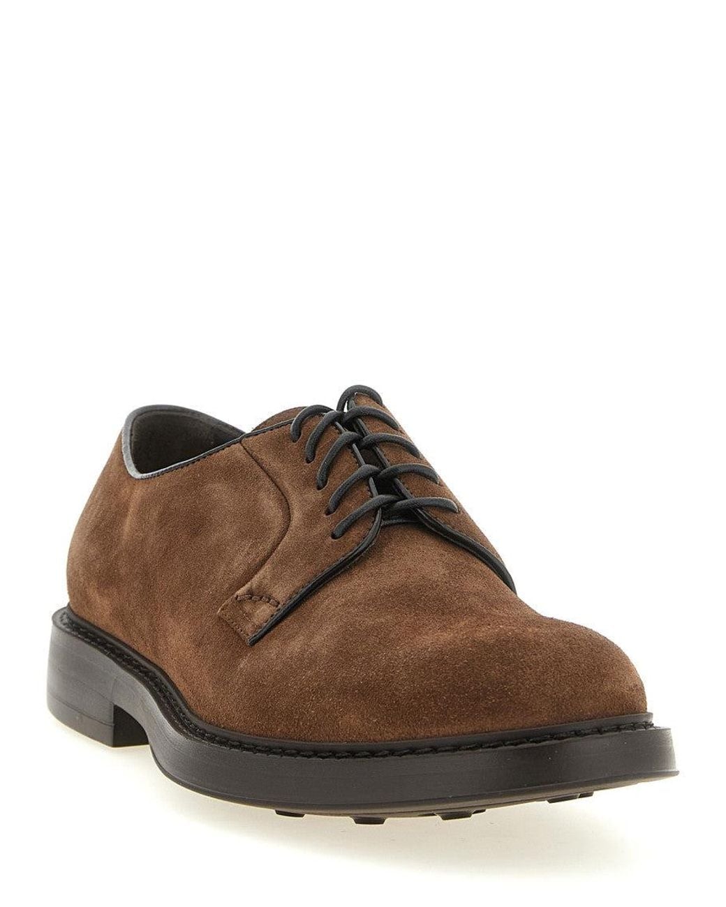 Doucal's Brown Suede Lace Up Shoes for men