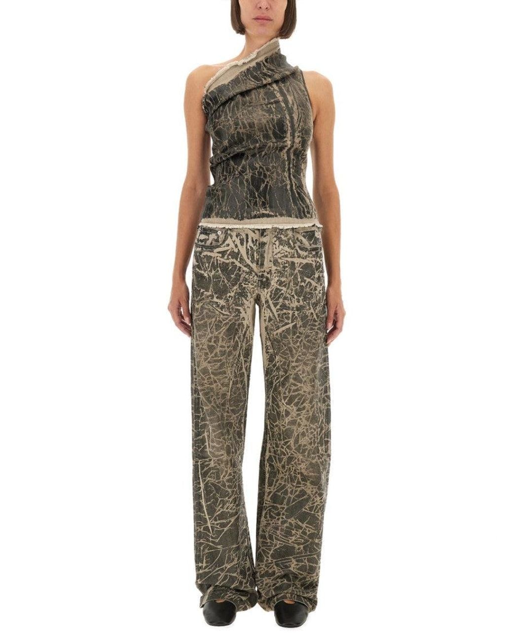 Rick Owens Black Abstract One Shoulder Top
