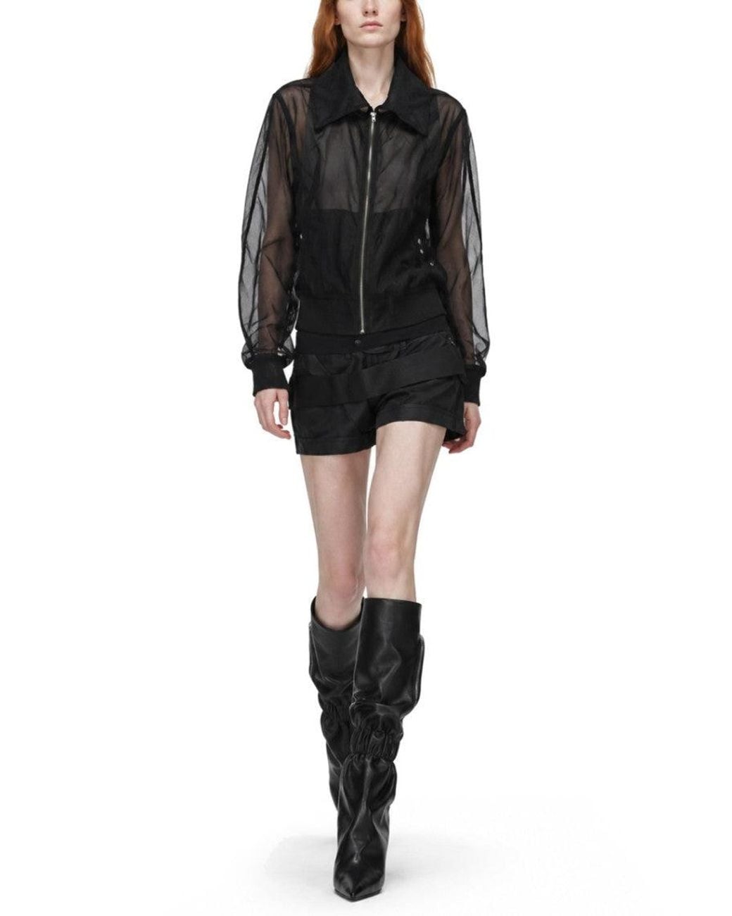 Rick Owens Black Bomber Jacket Dracucollar Flight Nylon