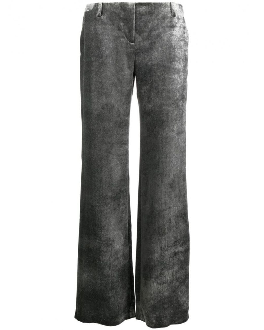 Alberta Ferretti Gray Low-Rise Trousers