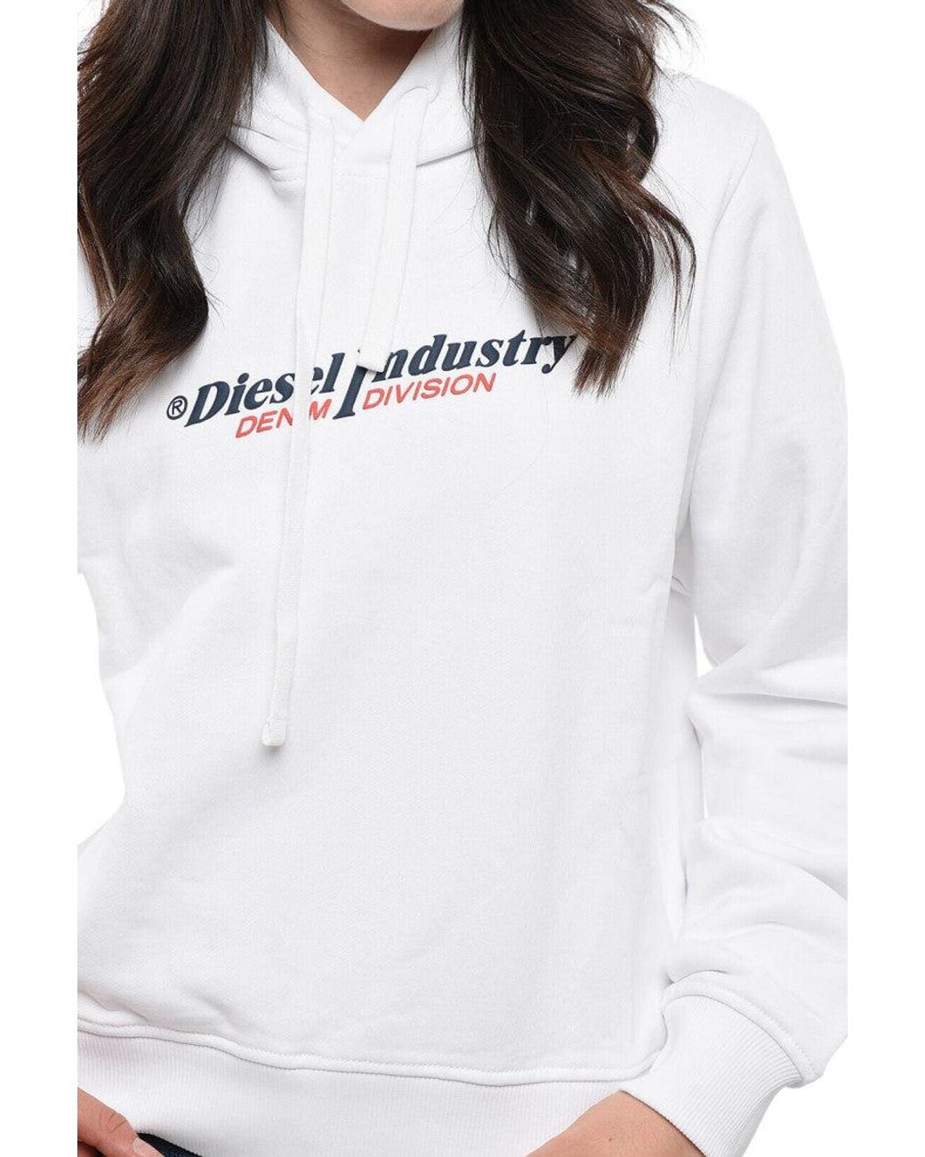 DIESEL White Logo Hood Sweatshirt