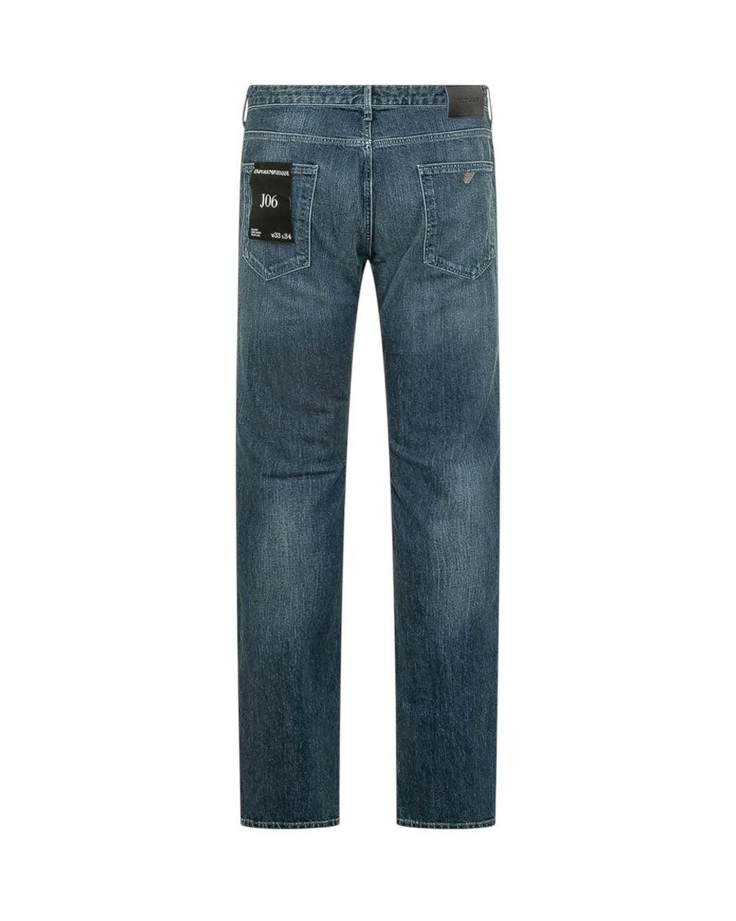 Emporio Armani Blue Slim Low Rise Jeans for men