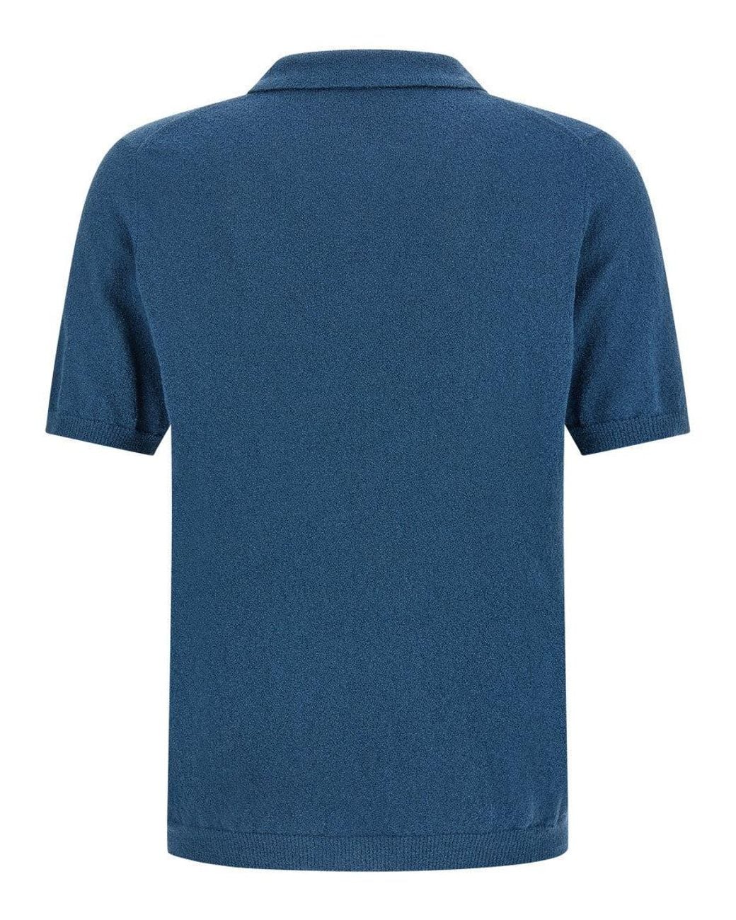 Roberto Collina Blue Spongy Effect Polo Shirt for men