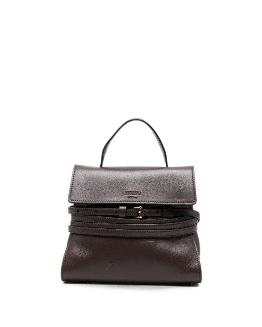 Moschino Brown Dark Tie Me Mini Satchel