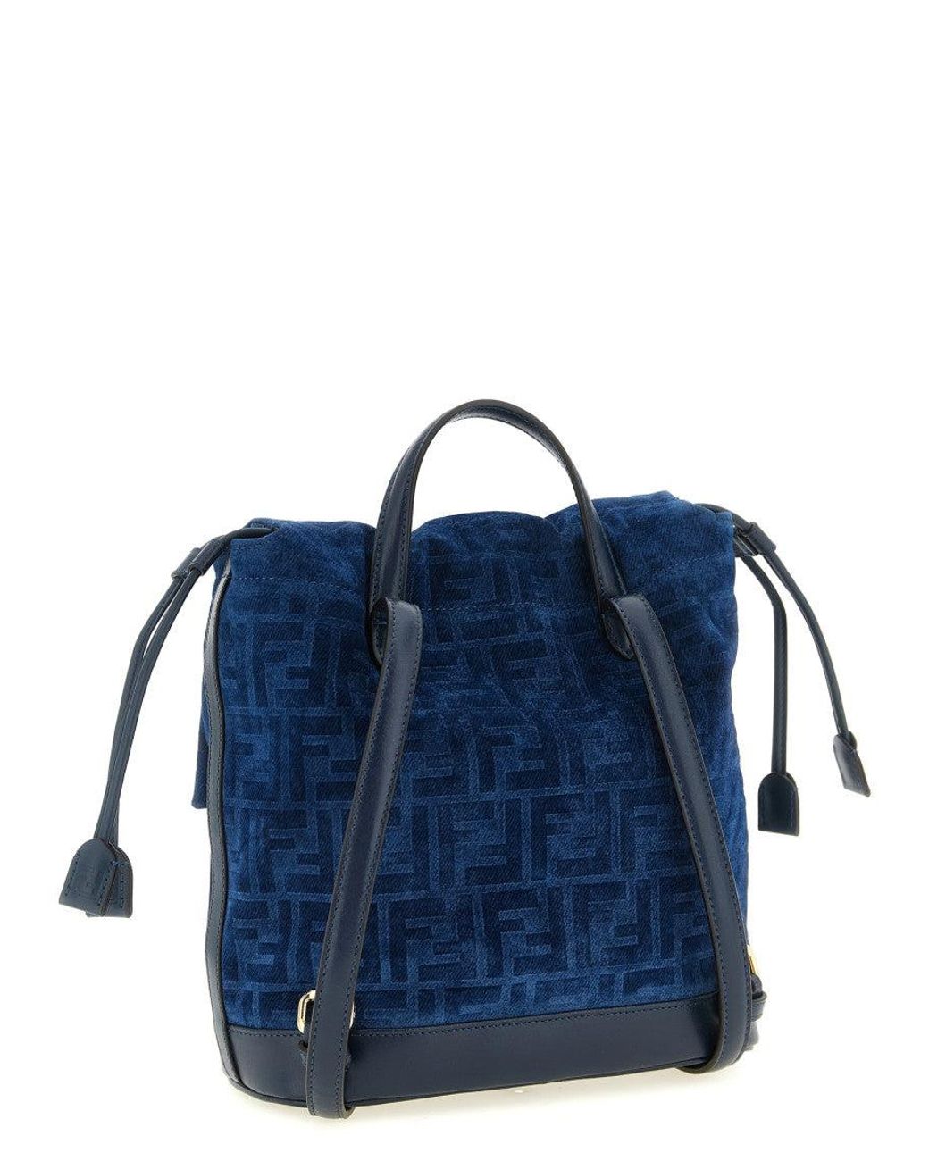 Fendi Blue Ff Flocked Backpack