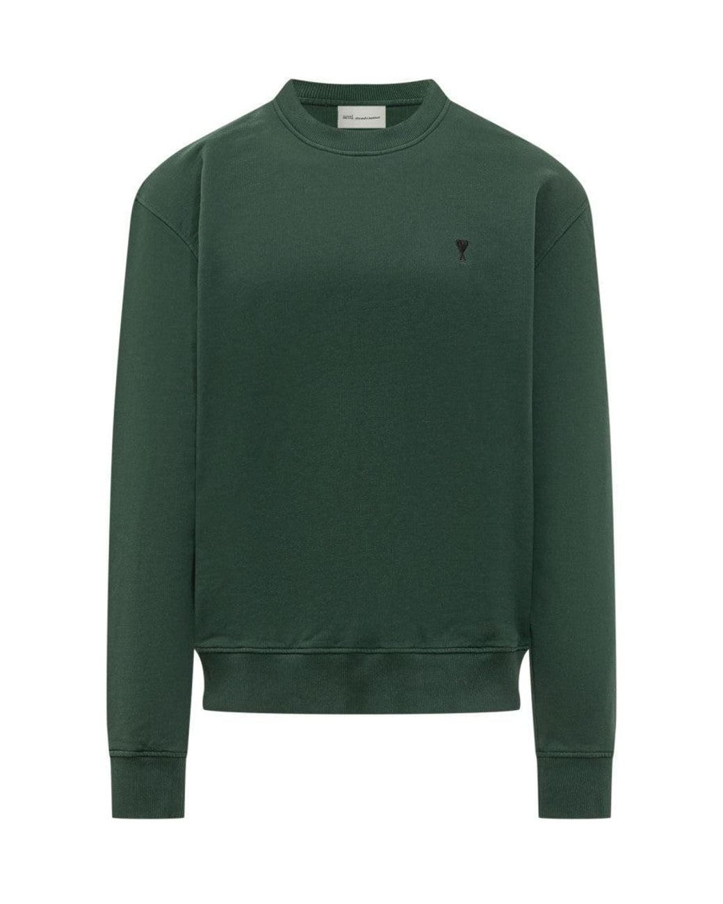 AMI Green Crew Neck Sweatshirt for men