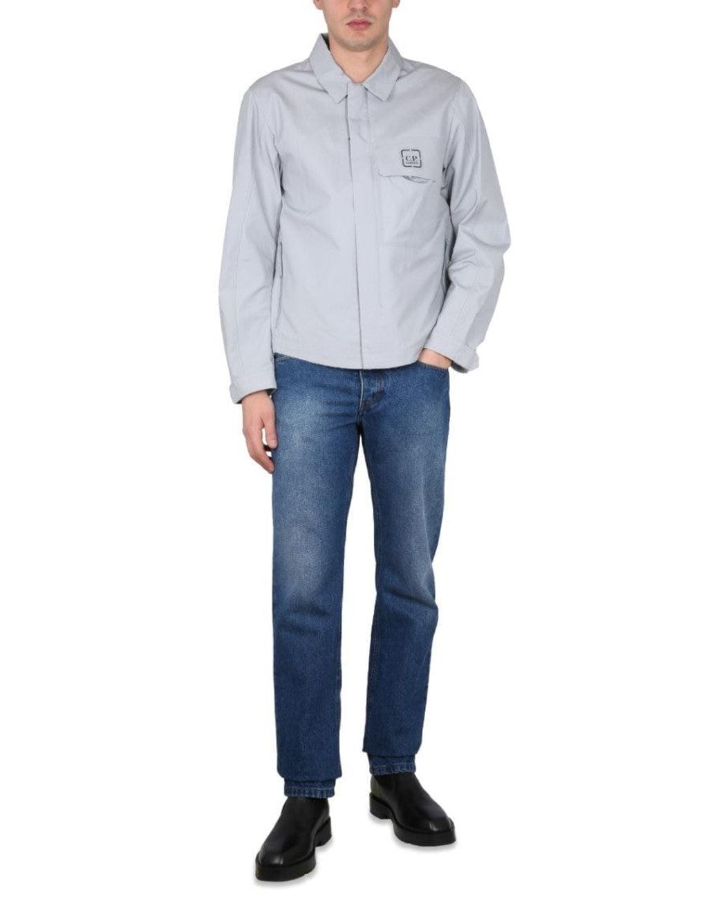 C P Company Blue Regular Logo Shirt for men