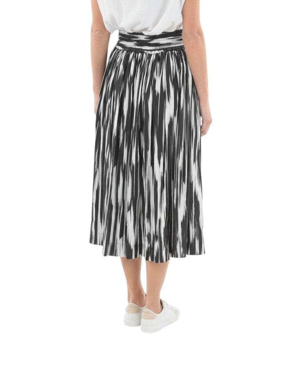 Woolrich Blackwhite Abstract Midi Skirt
