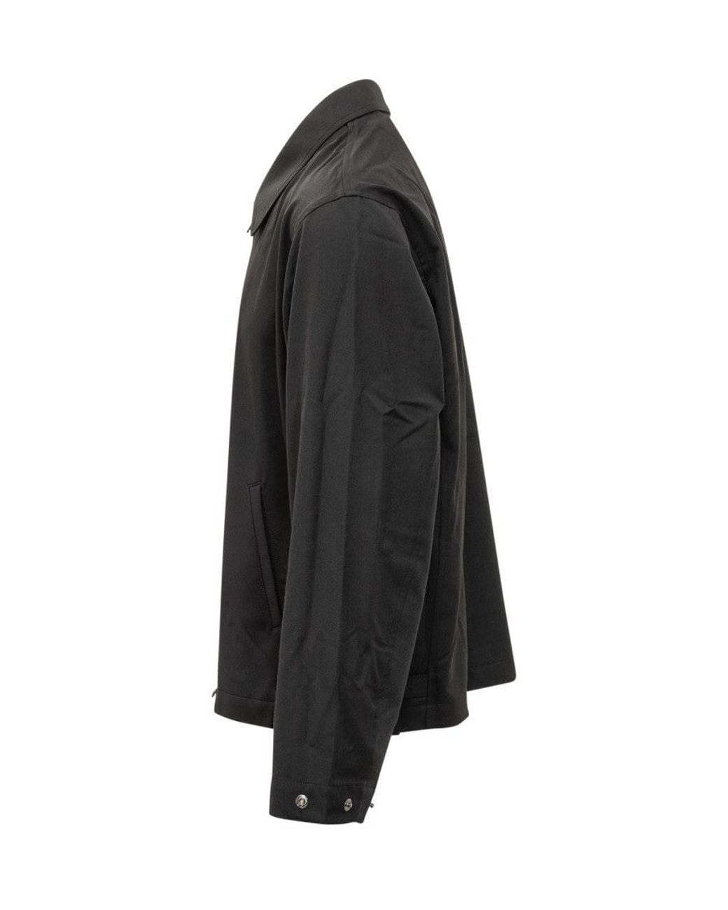 Y-3 Black Solid Shirt Collar Jacket for men